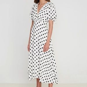 Faithfull the Brand Meija Midi Dress - Franca Dot Print Size Small